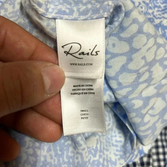 Rails Blue White Dots Blouse Size S - Picture 5 of 7